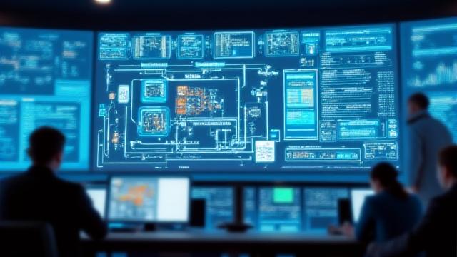 高度な鉄道信号システムを示すモダンな制御センターの画像